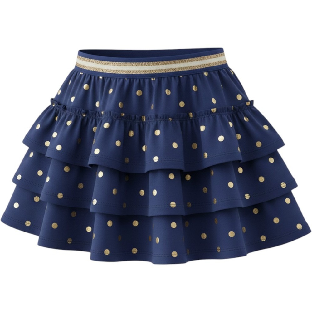 Boden Girls Navy Gold Polka Dot Tiered Skort Shorts Size 7-8Y 128cm NWT Preppy